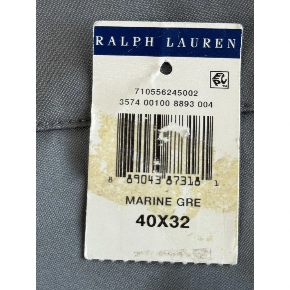 Polo Ralph Lauren Pants Mens 40x32 Gray‎ Slim Fit Marine Grey Chino Dress New